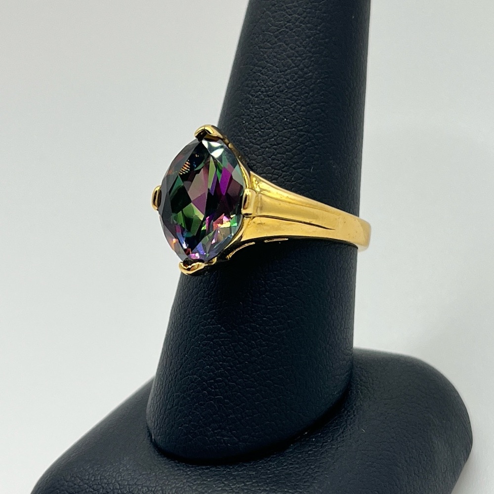 Gold Ring With Multicolor Stone - image 3